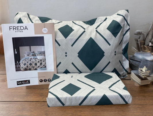 Freda Fitted Glazed Cotton King Bedsheet with 2 Pillow Covers