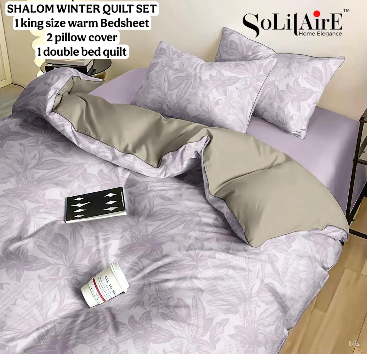 Shalom Warm King Size Bed In A Bag – Ultra Soft Cashmere Winter Quilt Set