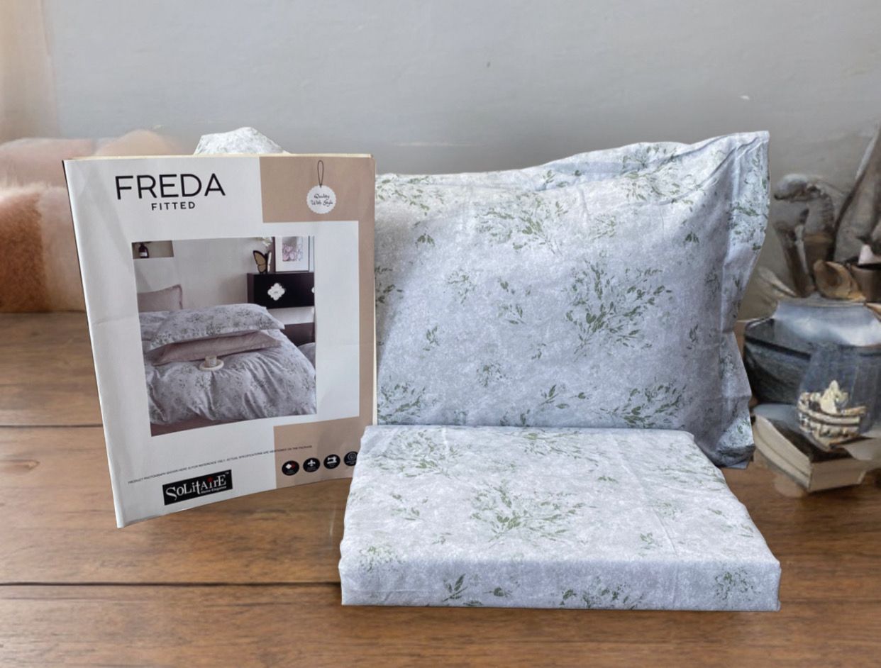 Freda Fitted Glazed Cotton King Bedsheet with 2 Pillow Covers