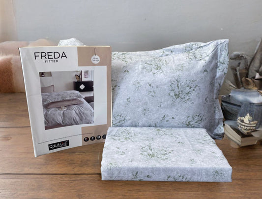 Freda Fitted Glazed Cotton King Bedsheet with 2 Pillow Covers
