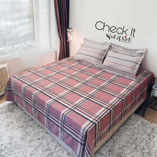 Check It Glazed Cotton Double Bed Sheet