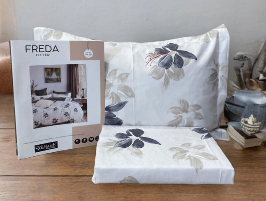 Freda Fitted Glazed Cotton King Bedsheet with 2 Pillow Covers