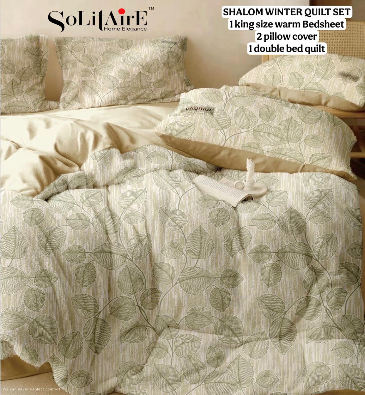 Shalom Warm King Size Bed In A Bag – Ultra Soft Cashmere Winter Quilt Set