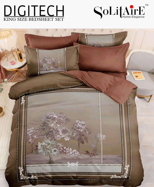 Panel Print Digitech King Size Jointless Bedsheet