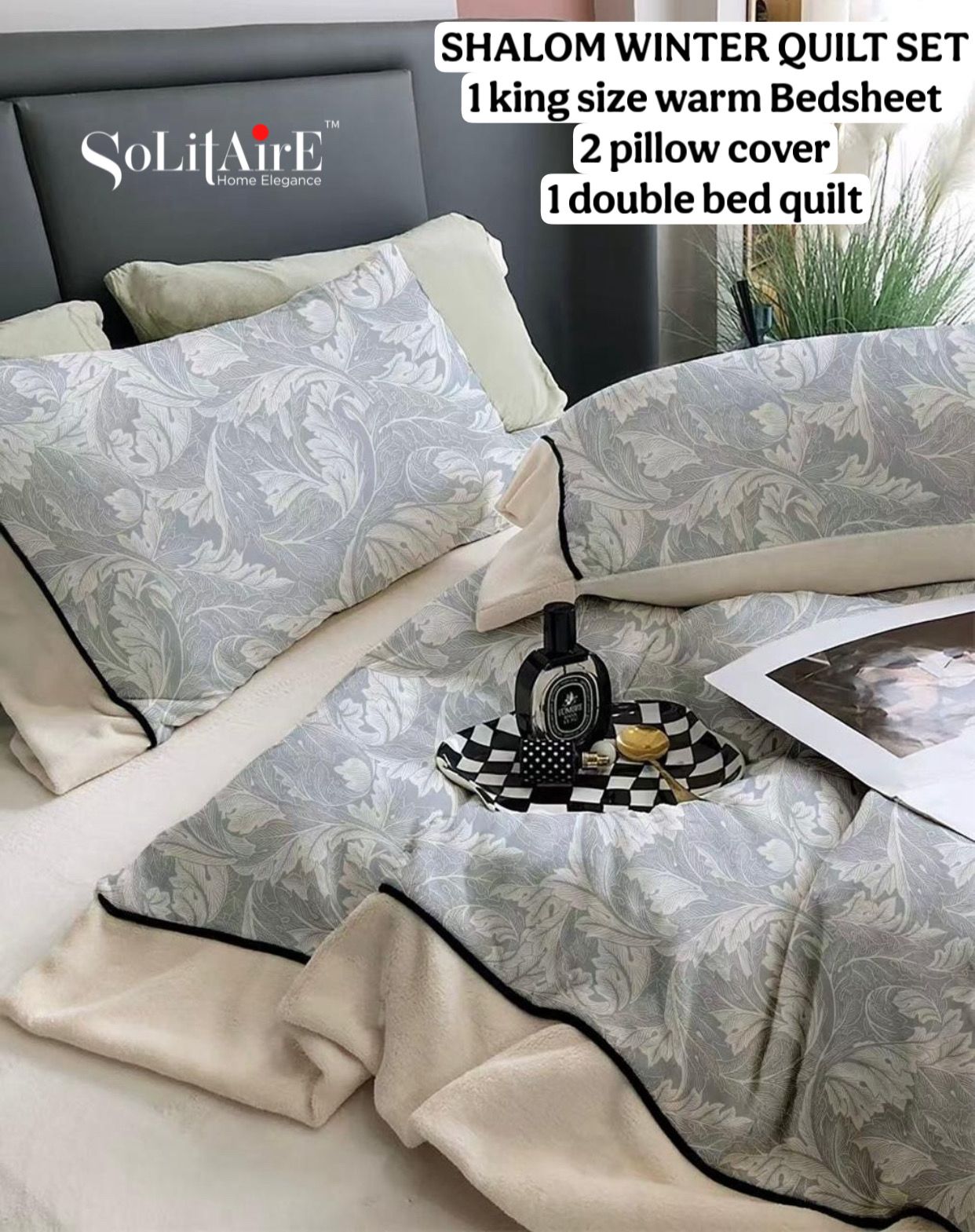 Shalom Warm King Size Bed In A Bag – Ultra Soft Cashmere Winter Quilt Set