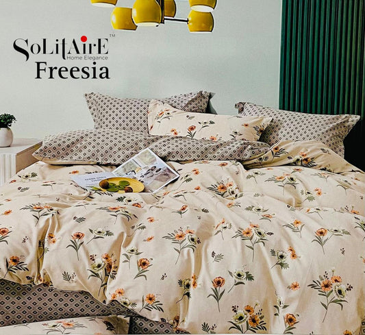🌸 FREESIA 100% Cotton Queen Size Bedsheet Set