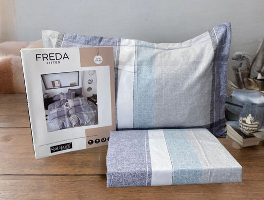 Freda Fitted Glazed Cotton King Bedsheet with 2 Pillow Covers