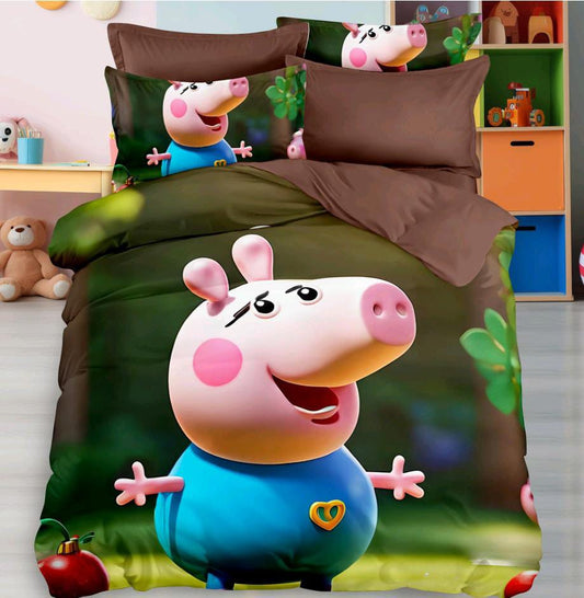 Kids Den Jointless King Size Panel Print Bedsheet Set