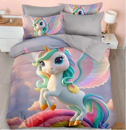 Kids Den Jointless King Size Panel Print Bedsheet Set