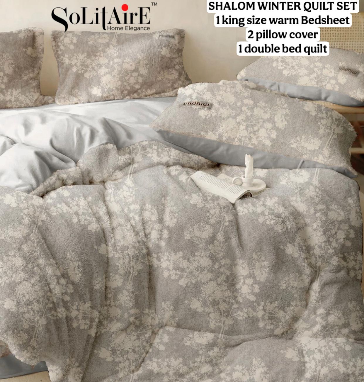 Shalom Warm King Size Bed In A Bag – Ultra Soft Cashmere Winter Quilt Set