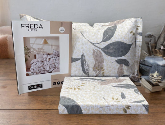 Freda Fitted Glazed Cotton King Bedsheet with 2 Pillow Covers