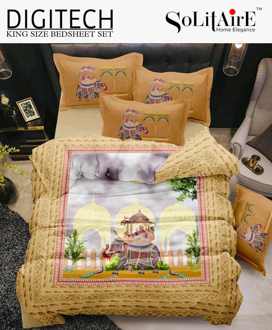 Panel Print Digitech King Size Jointless Bedsheet