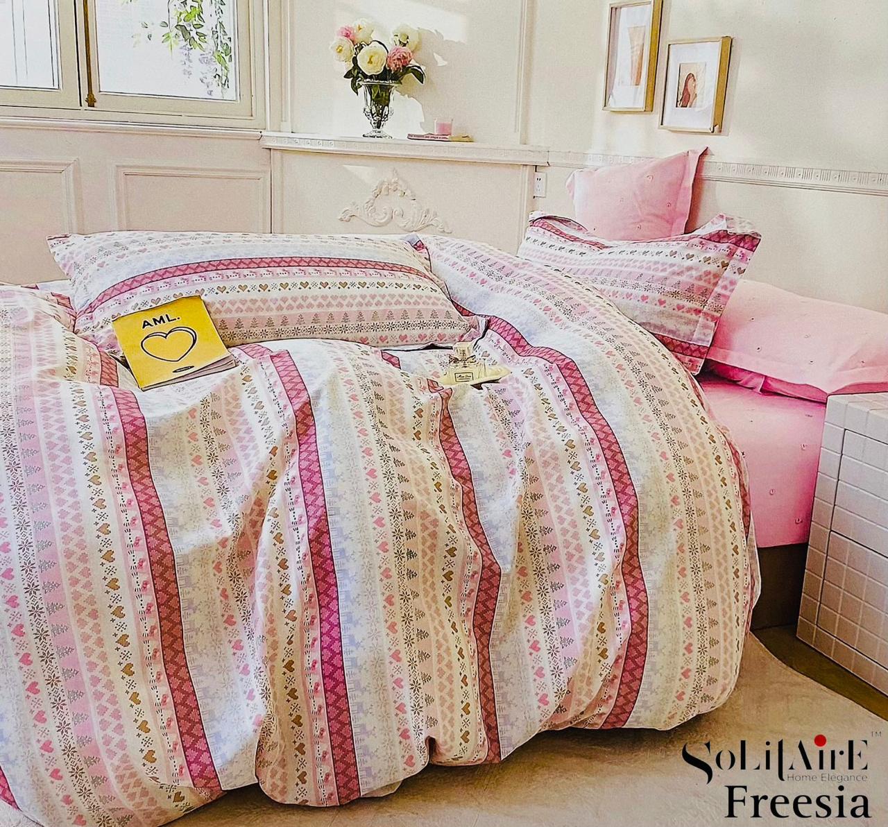 🌸 FREESIA 100% Cotton Queen Size Bedsheet Set