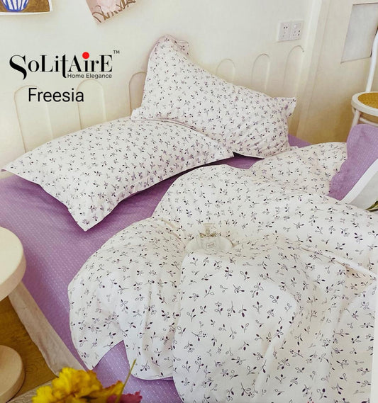 🌸 FREESIA 100% Cotton Queen Size Bedsheet Set