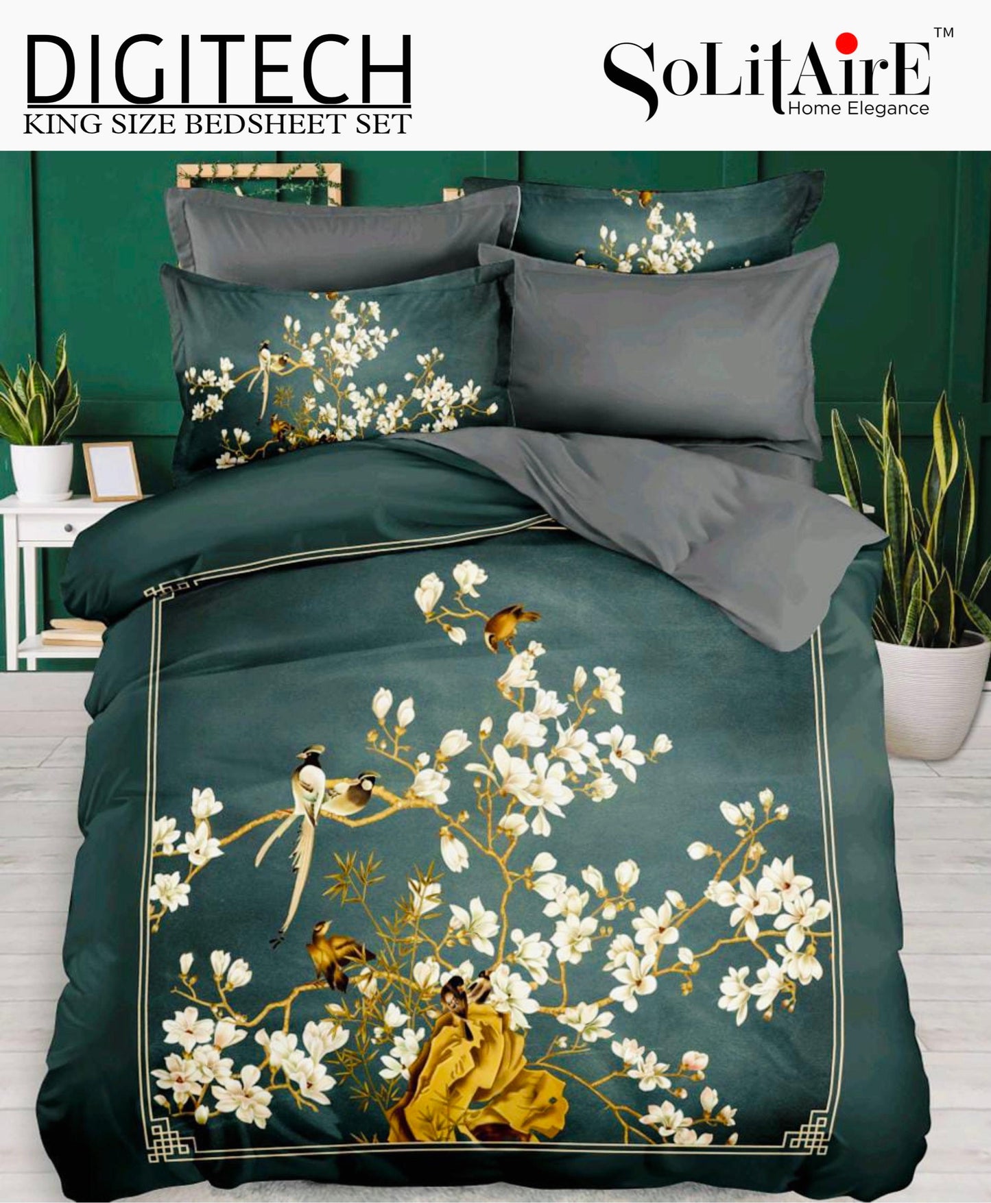 Panel Print Digitech King Size Jointless Bedsheet