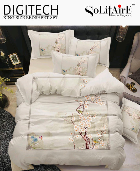 Panel Print Digitech King Size Jointless Bedsheet