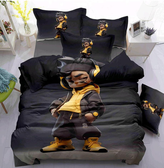 Kids Den Jointless King Size Panel Print Bedsheet Set