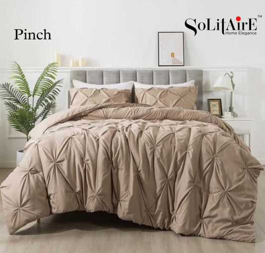 Turkish Imported Pinch Super-Premium King Size Tufted Cotton Blend Solids Reversible Comforter 4pc Set