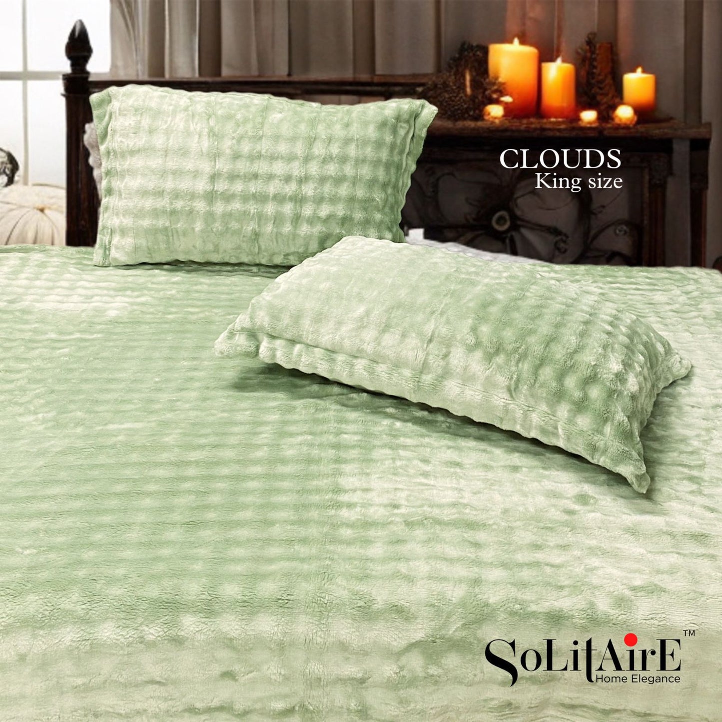 Clouds Fitted King-Size Bed Set Italian Cashmere Feel – Super-Soft Warm  Skin-Friendly