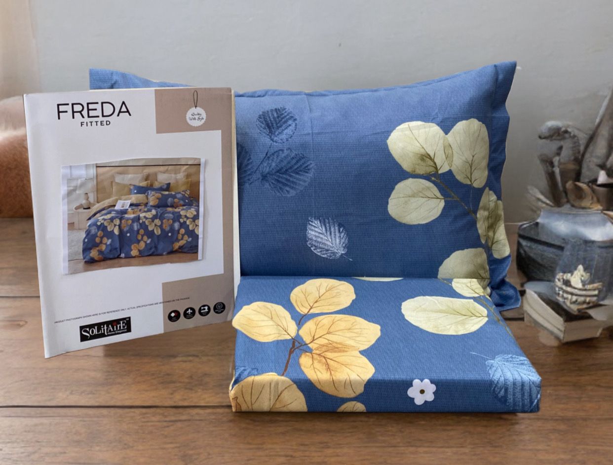 Freda Fitted Glazed Cotton King Bedsheet with 2 Pillow Covers