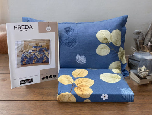 Freda Fitted Glazed Cotton King Bedsheet with 2 Pillow Covers