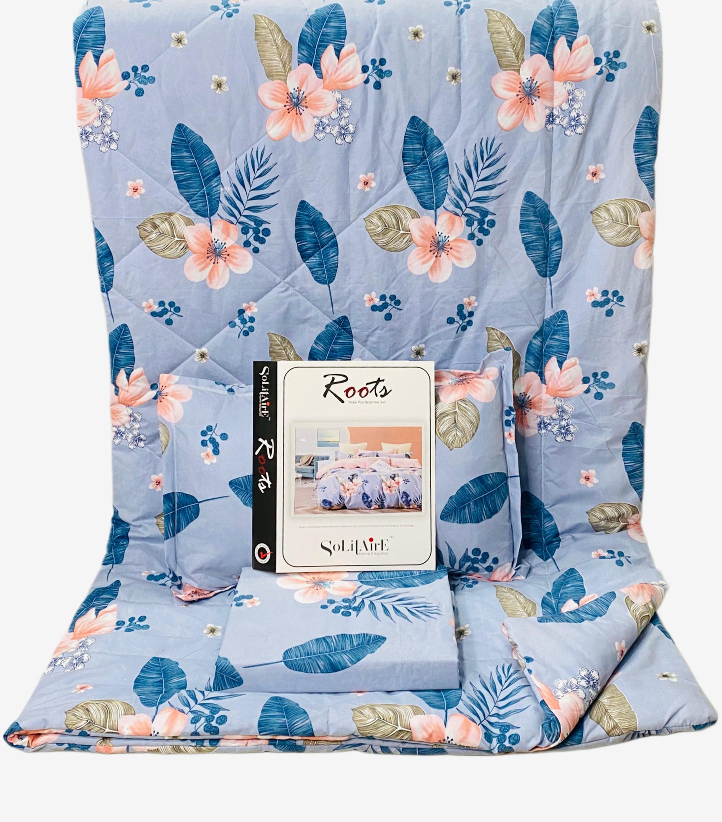 Roots Heavy Glazed Cotton Comforter Set - 4 Piece Bed In A Bag (90x100 Inches) - Reversible