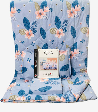 Roots Heavy Glazed Cotton Comforter Set - 4 Piece Bed In A Bag (90x100 Inches) - Reversible