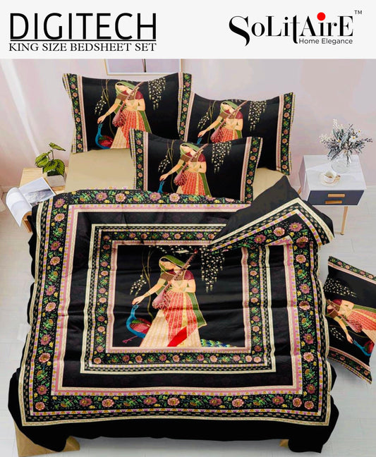 Panel Print Digitech King Size Jointless Bedsheet