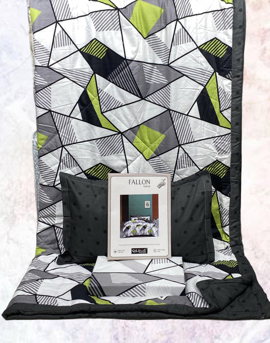 FALLON 4-Piece Comforter Set with Bedsheet with Pillow Covers & Reversible AC Comforter