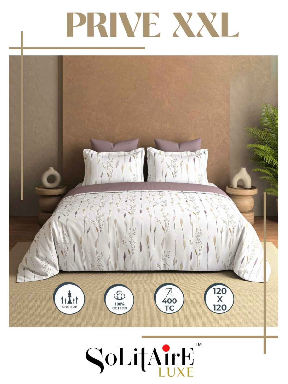 Prive XXL Super King Size Bedsheet Set Soft And Skin Friendly