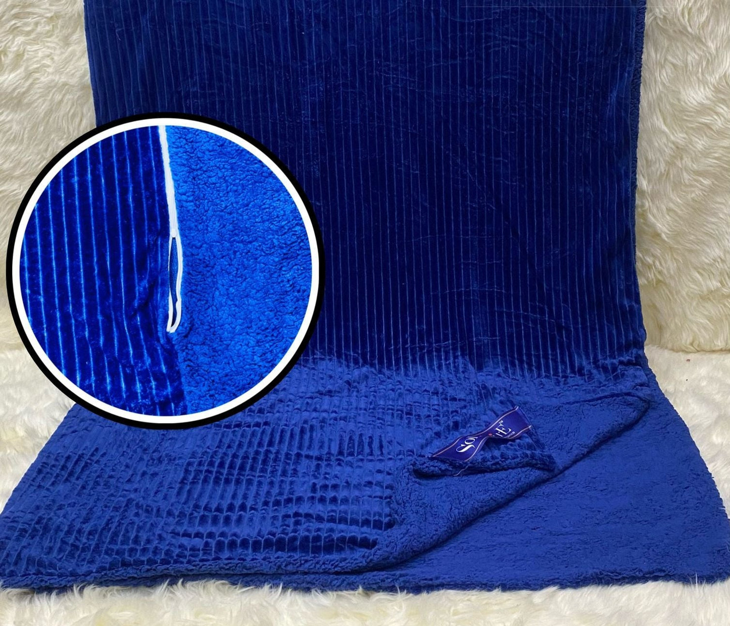 Wonder Warm Duvet Cover with zipper (Sherpa & Italian Cashmere) (Deep Blue)