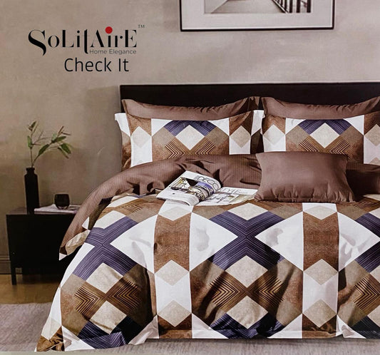 Check It Glazed Cotton Double Bed Sheet