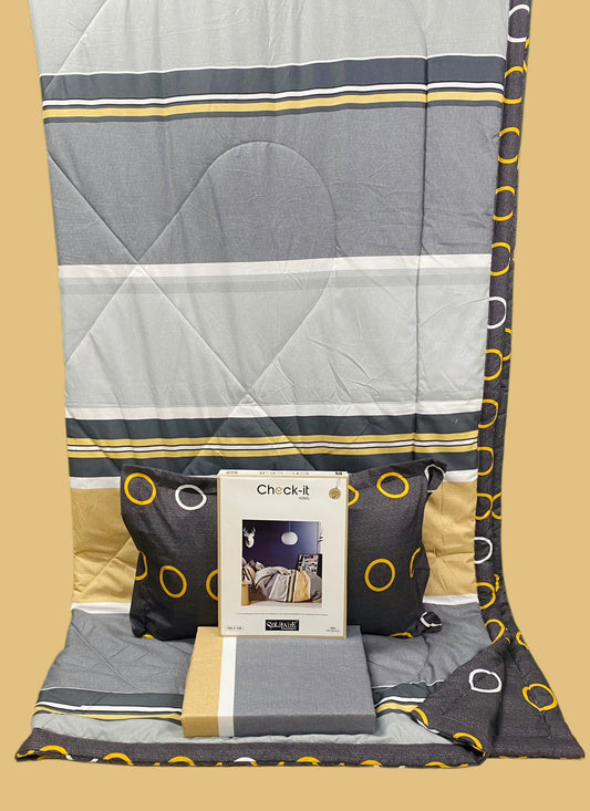 Check It King Size Comforter Set – 4 Piece Reversible Bedding