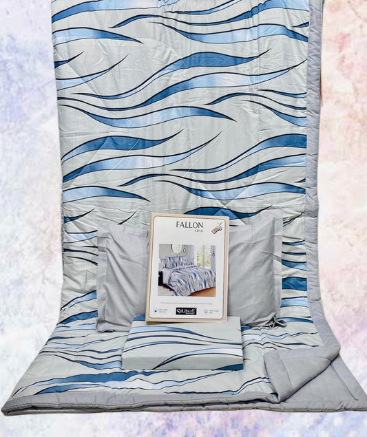 FALLON 4-Piece Comforter Set with Bedsheet with Pillow Covers & Reversible AC Comforter