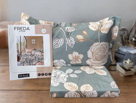 Freda Fitted Glazed Cotton King Bedsheet with 2 Pillow Covers