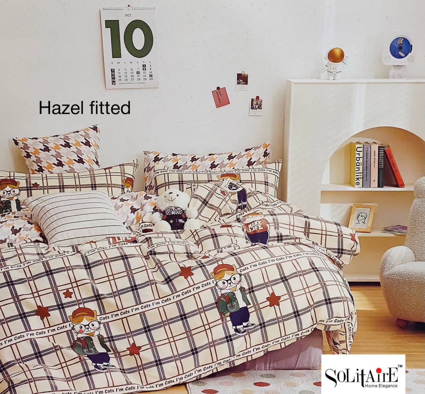 HAZEL FITTED COTTON BEDSHEET (FITTED BEDSHEET) (Fits All Double-Bed Sizes)