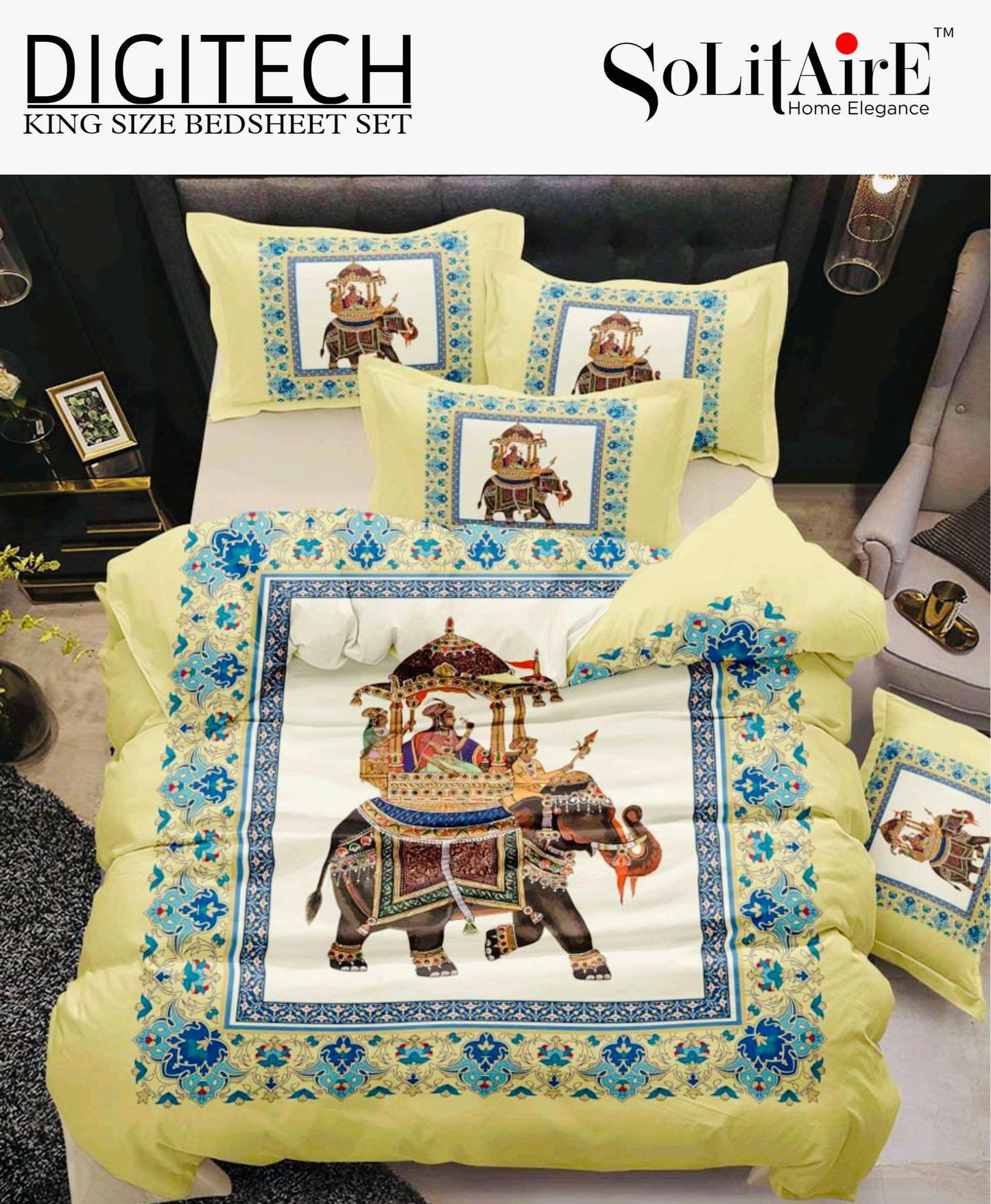 Panel Print Digitech King Size Jointless Bedsheet