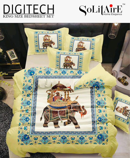 Panel Print Digitech King Size Jointless Bedsheet