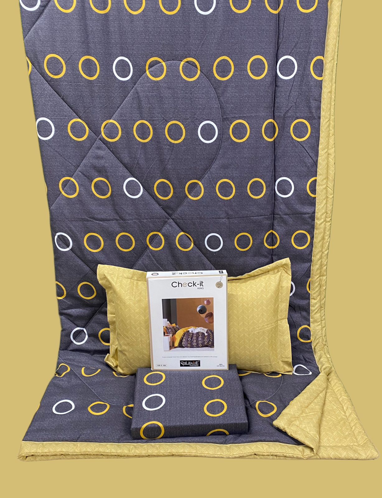Check It King Size Comforter Set – 4 Piece Reversible Bedding