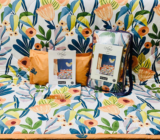 Fleur 100% Cotton King-Size 4-Piece AC Bedding Set