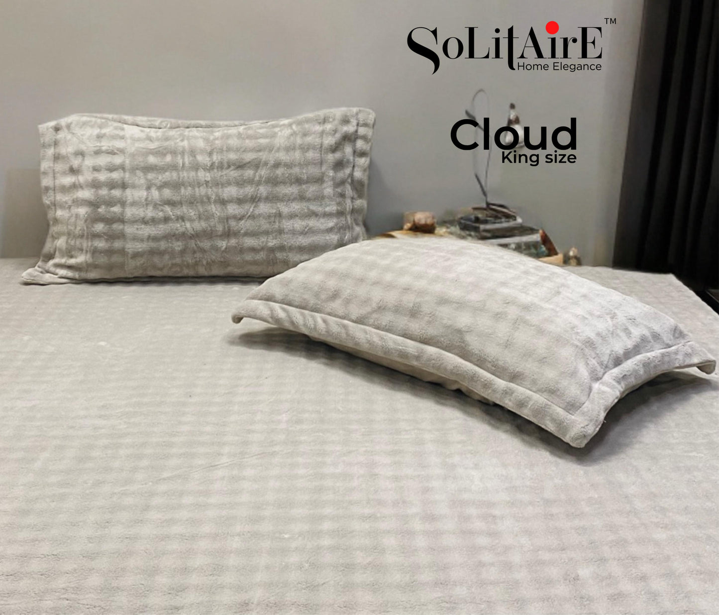 Clouds Fitted King-Size Bed Set Italian Cashmere Feel – Super-Soft Warm  Skin-Friendly
