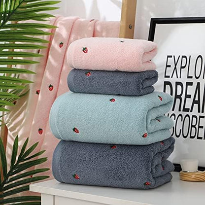 STRAWBERRY BATH & HAND TOWELS (Blue)