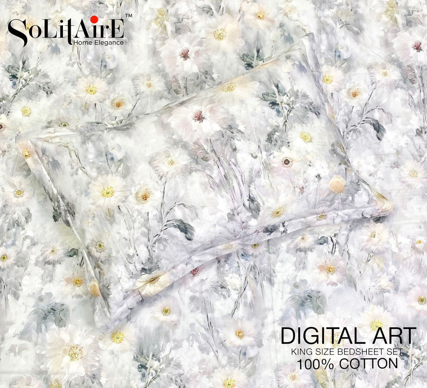 Digital Art 100% Cotton King Size Bedsheet Set