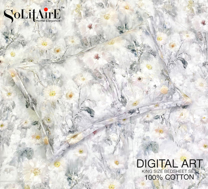 Digital Art 100% Cotton King Size Bedsheet Set