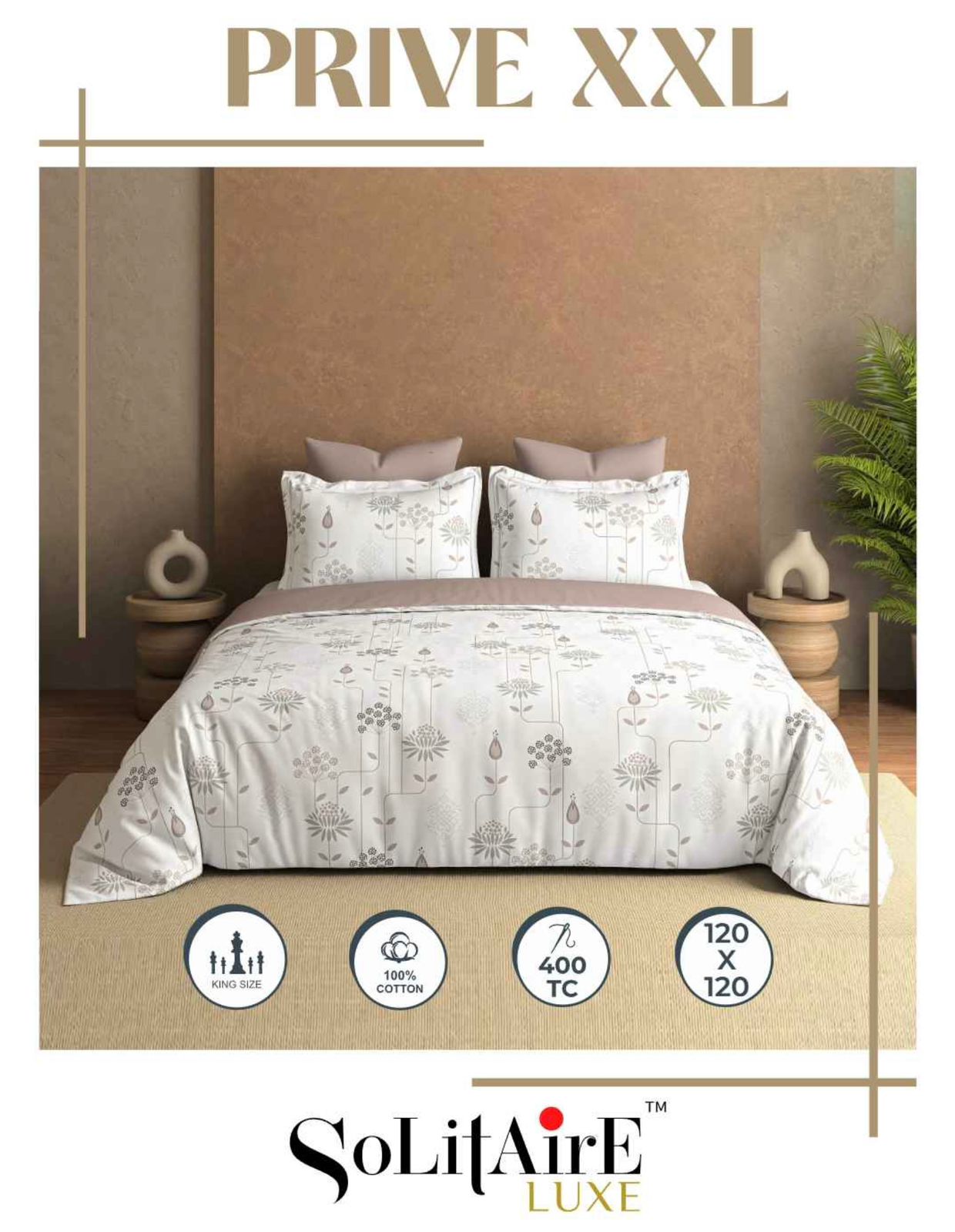 Prive XXL Super King Size Bedsheet Set Soft And Skin Friendly