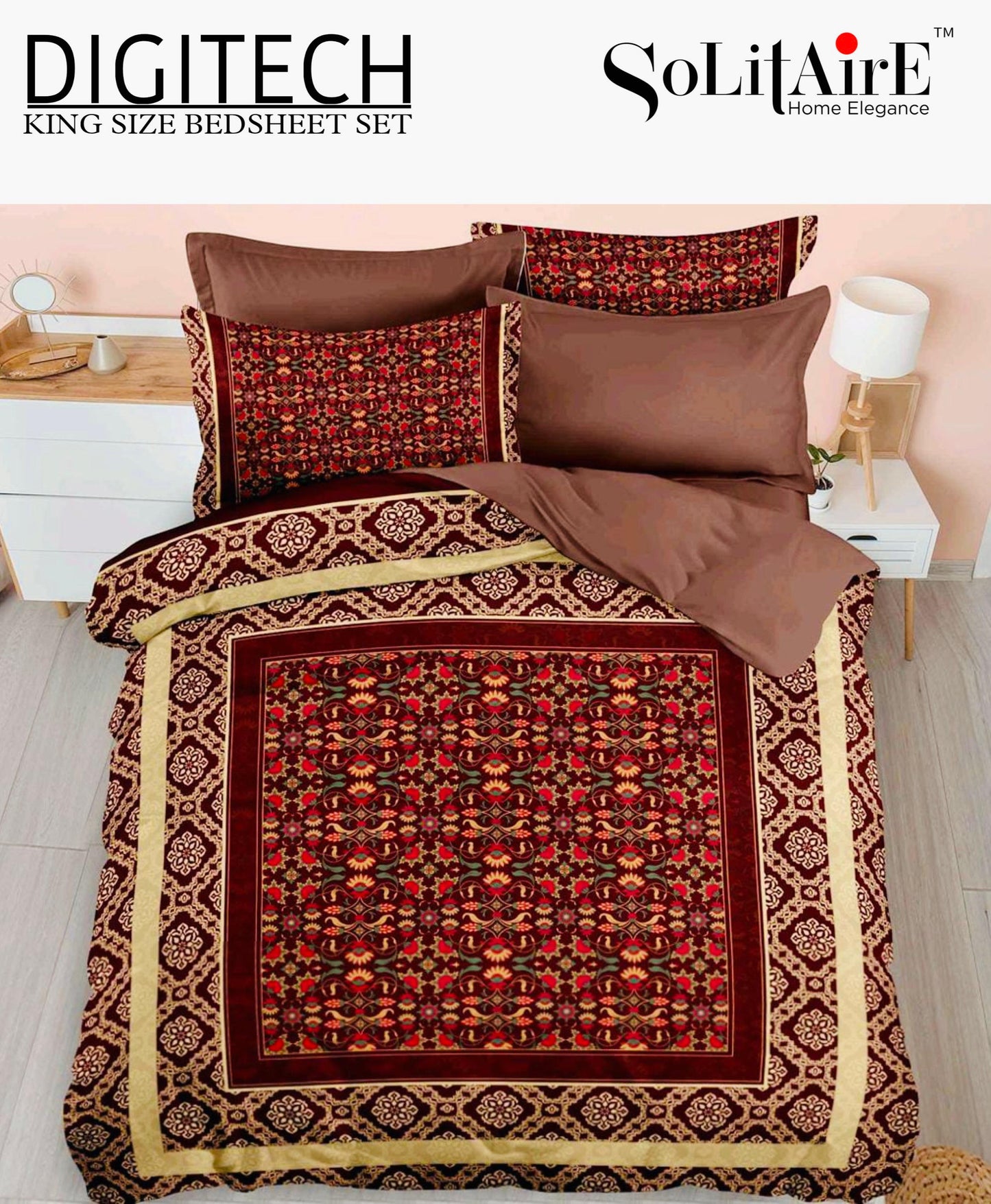 Panel Print Digitech King Size Jointless Bedsheet
