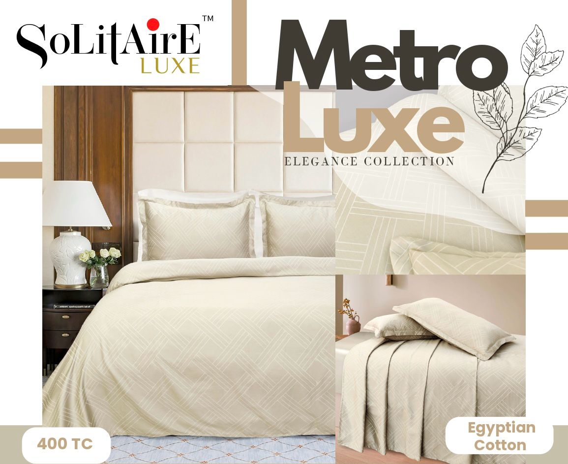 Metro Luxe Jacquard King-Size 400 TC Egyptian Cotton Bedsheet Set