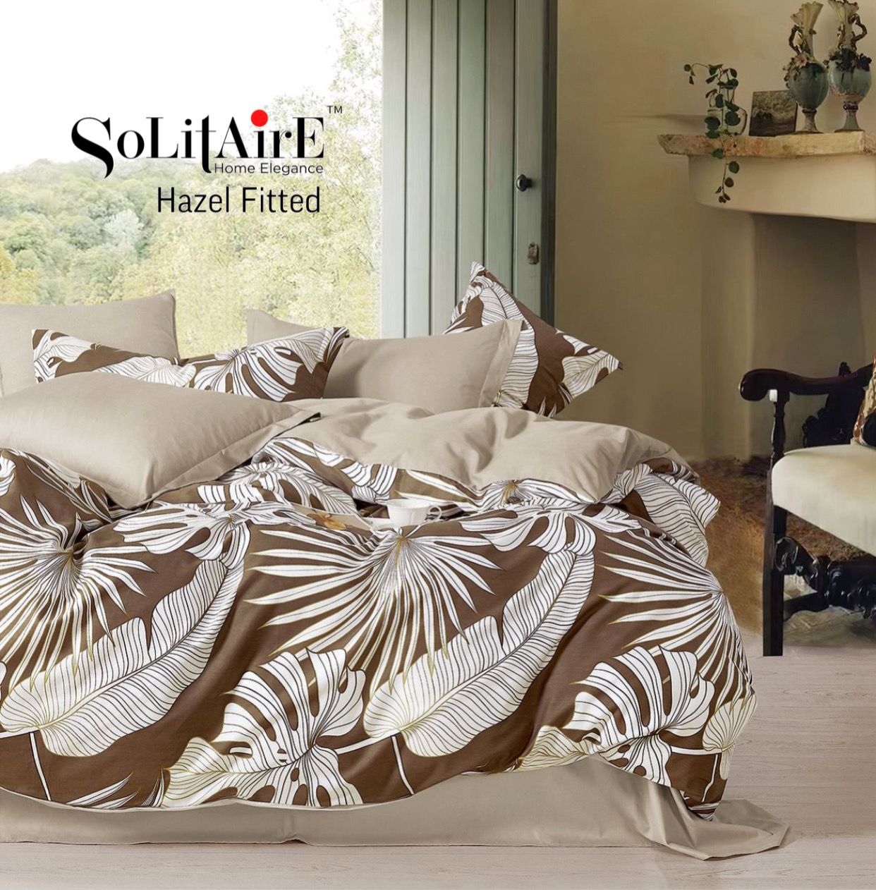HAZEL FITTED COTTON BEDSHEET (FITTED BEDSHEET) (Fits All Double-Bed Sizes)