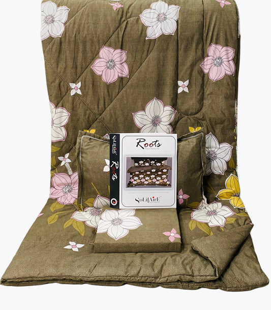 Roots Heavy Glazed Cotton Comforter Set - 4 Piece Bed In A Bag (90x100 Inches) - Reversible