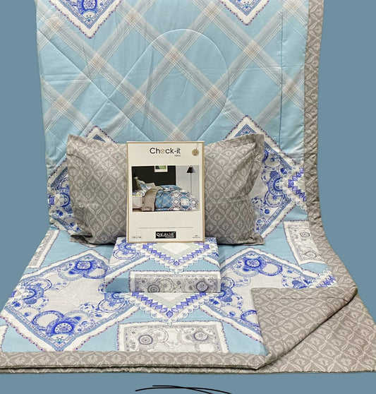 Check It King Size Comforter Set – 4 Piece Reversible Bedding